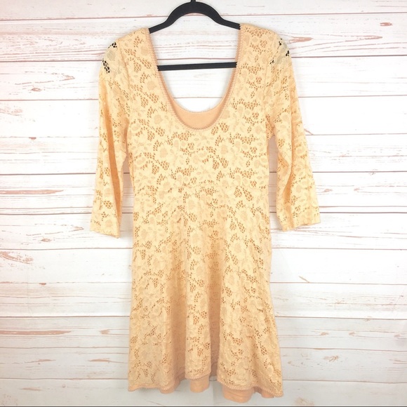 Free People Creamsicle Lace Overlay Mini Dress - Picture 3 of 9